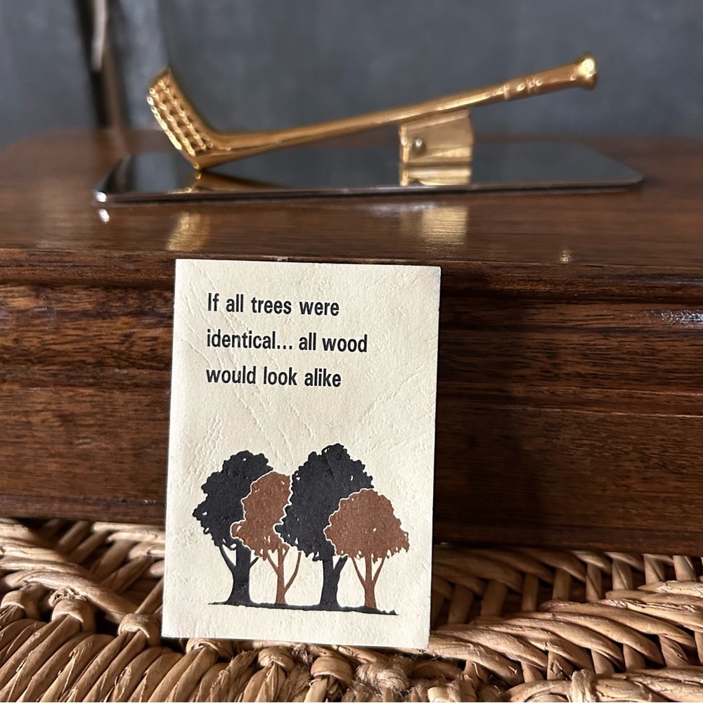 London Leather Carved Natural Wood Golf Trinket Jewelry Box